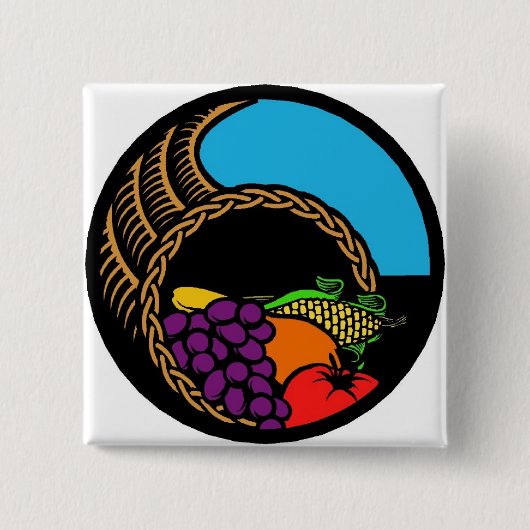 Badge Carré 5 Cm Cornucopie noire (Devant)