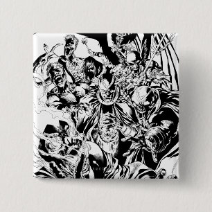 Badge Carré 5 Cm Corps noirs de lanterne - noirs et blancs