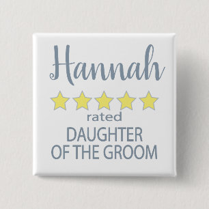 Badge Carré 5 Cm Cortège de Mariage & de Fiançailles Fille 5 Étoile