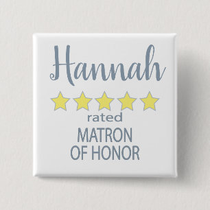 Badge Carré 5 Cm Cortège de Mariage et de Noces 5 Étoiles Matrone d