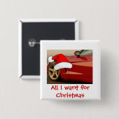 Badge Carré 5 Cm Corvette rouge Noël (Devant & derrière)