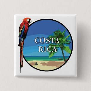 Badge Carré 5 Cm Costa Rica - Bouton Carré de 2 pouces