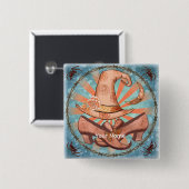 Badge Carré 5 Cm Costume de sorcière Épingle (Devant & derrière)