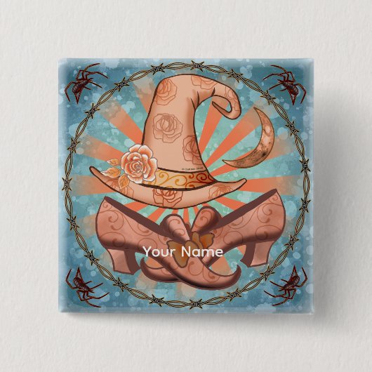 Badge Carré 5 Cm Costume de sorcière Épingle (Devant)