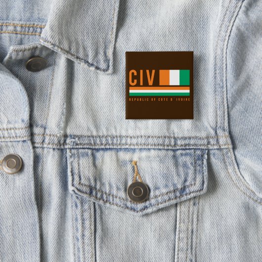 Badge Carré 5 Cm Cote d`Ivoire ISO Code Design (En situation)