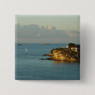 Badge Carré 5 Cm Côte d'Antiguan Beau paysage marin de l'île