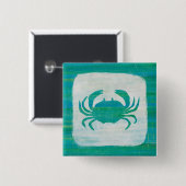 Badge Carré 5 Cm Côtier | Crabe aquatique (Devant & derrière)