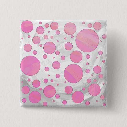 Badge Carré 5 Cm Coton Bonbon Pink Polka Dot (Devant)