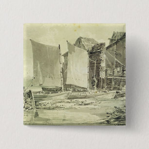 Badge Carré 5 Cm Cottag du pêcheur de Joseph Mallord William Turne