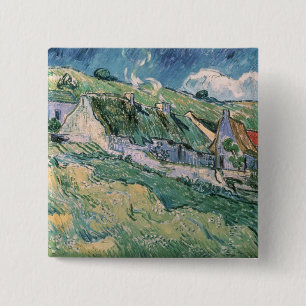Badge Carré 5 Cm Cottages de Vincent van Gogh   à l'Auvers-sur-Ois