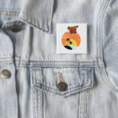 Badge Carré 5 Cm Coucher de soleil (En situation)
