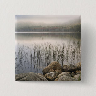 Badge Carré 5 Cm Coucher de soleil à travers le brouillard sur l'ét