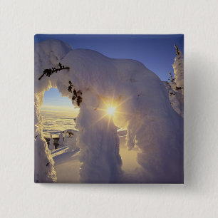 Badge Carré 5 Cm Coucher de soleil à travers les Snowghosts à Big M