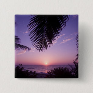 Badge Carré 5 Cm Coucher de soleil à West End, Cayman Brac, Îles Ca