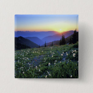 Badge Carré 5 Cm Coucher de soleil de Point d'obstruction, Pôle oly
