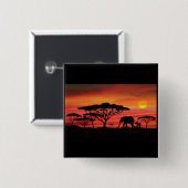Badge Carré 5 Cm Coucher de soleil éléphant (Devant & derrière)