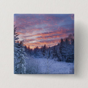 Badge Carré 5 Cm Coucher de soleil vibrant peint le ciel au-dessus