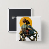 Badge Carré 5 Cm Coucher du soleil (Devant & derrière)