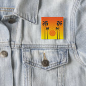Badge Carré 5 Cm Coucher du soleil (En situation)
