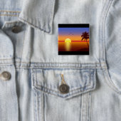 Badge Carré 5 Cm Coucher du soleil (En situation)