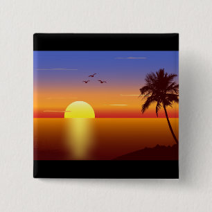 Badge Carré 5 Cm Coucher du soleil