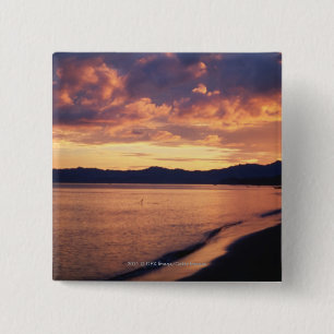 Badge Carré 5 Cm Coucher du soleil à la plage