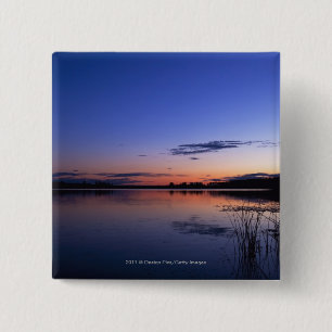 Badge Carré 5 Cm Coucher du soleil au-dessus de lac Wabamun avec