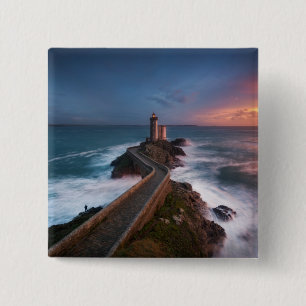 Badge Carré 5 Cm Coucher du soleil Plouzané Finistère, la