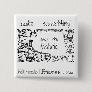 Badge Carré 5 Cm Coudre Avec Bouton Broche De Tissu