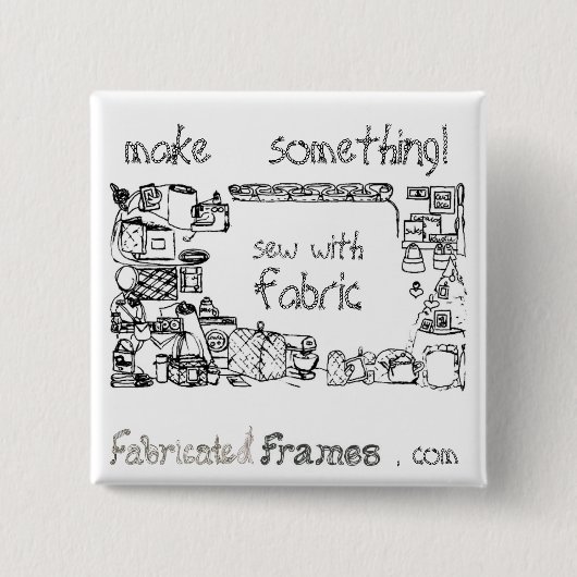 Badge Carré 5 Cm Coudre Avec Bouton Broche De Tissu (Devant)