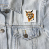 Badge Carré 5 Cm Cougar, Puma, Lion de montagne - Traces animales (En situation)