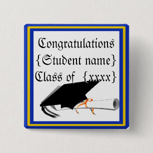 Badge Carré 5 Cm Couleur Casquette de 2e année Bleu et or