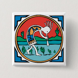 Badge Carré 5 Cm Couleur de Kokopelli