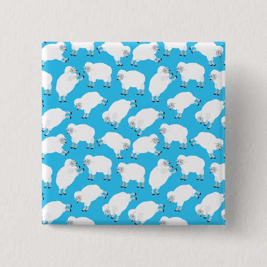 Badge Carré 5 Cm Counting Sheep Blue Nursery Pattern (Devant)