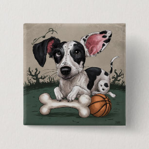 Badge Carré 5 Cm Coupe de fête pour Halloween : Chien tacheté encha