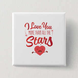 Badge Carré 5 Cm Couple Art Je T'Aime Plus Que Toutes Les Étoiles