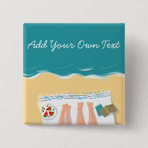 Badge Carré 5 Cm Couple bronzage Voyage personnalisé