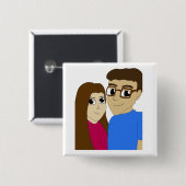 Badge Carré 5 Cm couple Chibi (Devant & derrière)