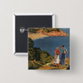 Badge Carré 5 Cm Couple ferroviaire Sud/Grand Ouest sur Cliff (Devant & derrière)