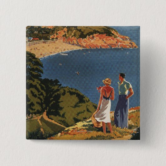 Badge Carré 5 Cm Couple ferroviaire Sud/Grand Ouest sur Cliff (Devant)