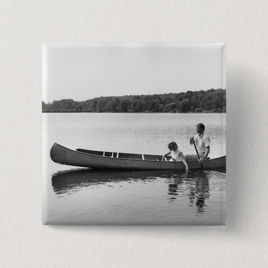 Badge Carré 5 Cm Couples dans un canoë (Devant)