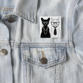 Badge Carré 5 Cm Couples de chat (En situation)