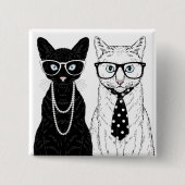 Badge Carré 5 Cm Couples de chat (Devant)
