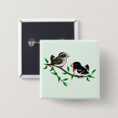 Badge Carré 5 Cm Couples de gros-bec de Rose-breasted (Devant & derrière)