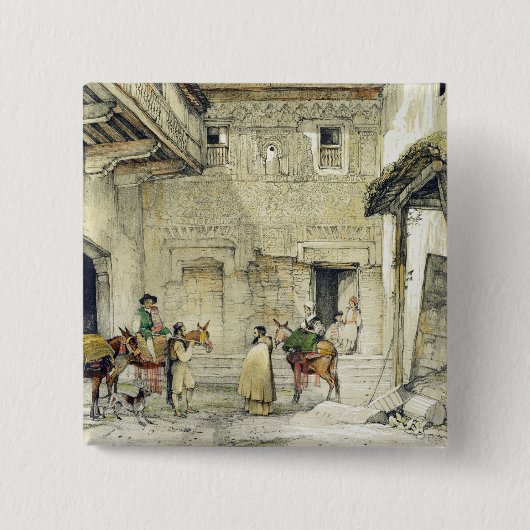 Badge Carré 5 Cm Cour de la mosquée (Patio de la Mesquita), de ' (Devant)