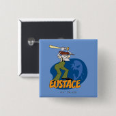Badge Carré 5 Cm Courage du chien lâché | Eustace Graphic (Devant & derrière)