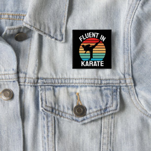 Badge Carré 5 Cm Couramment en karaté Karaté drôle