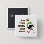 Badge Carré 5 Cm Coureur Autruche du Désert (Devant & derrière)