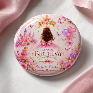 Badge Carré 5 Cm Couronne de princesse pour anniversaire