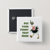 Badge Carré 5 Cm Course d'autruche dans le marais (Devant & derrière)